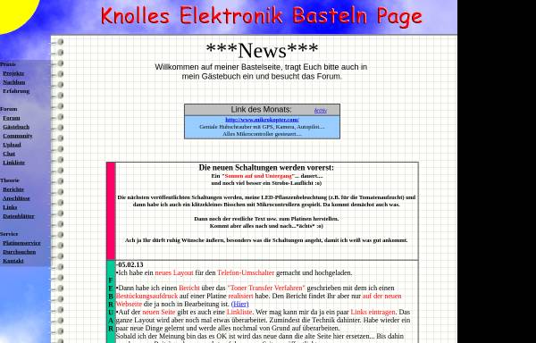 Vorschau von www.hobbyelektronik.knollep.de, Knolles Elektronik Basteln Page