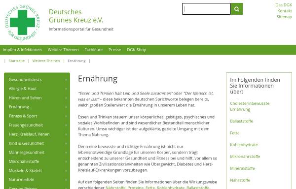 Deutsches Grünes Kreuz: Ernährung