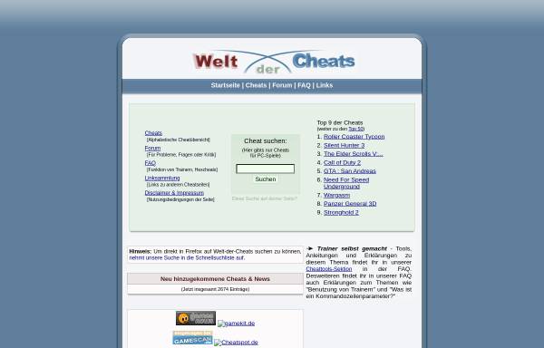 Vorschau von www.welt-der-cheats.de, Welt der Cheats