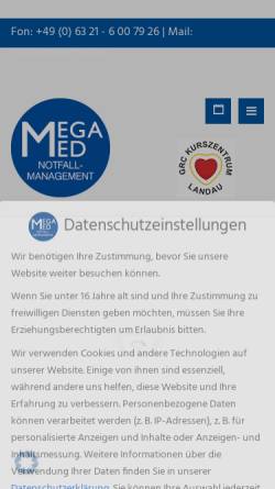 Vorschau der mobilen Webseite www.megamed.net, MegaMed Notfallprogramme