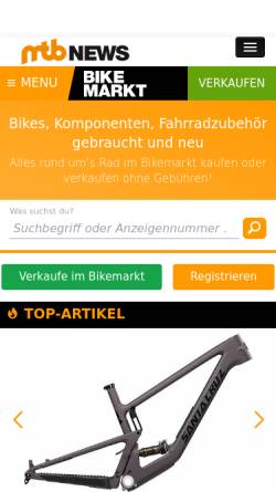 Vorschau der mobilen Webseite www.bikemarkt.de, Bikemarkt.de