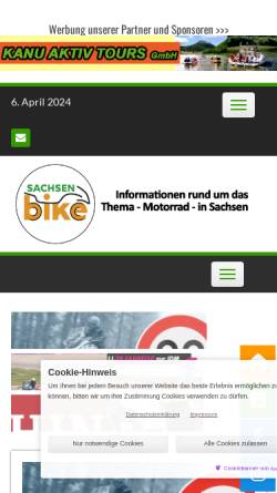 Vorschau der mobilen Webseite www.sachsenbike.de, Sachsenbike.de