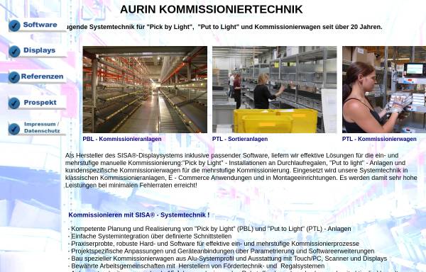 Vorschau von www.aurin-gmbh.de, Aurin Kommissioniertechnik GmbH