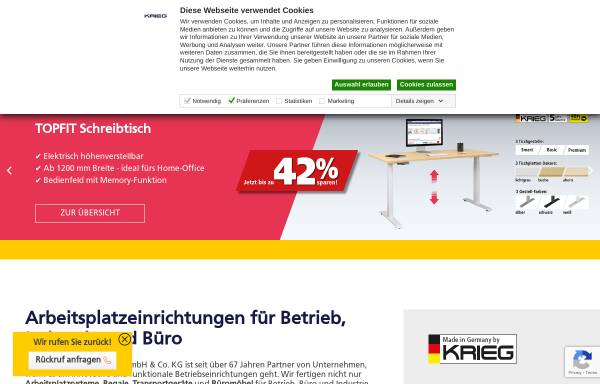Vorschau von www.krieg-online.de, Krieg GmbH & Co - Betriebs- und Büroeinrichtungen
