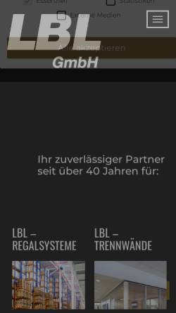 Vorschau der mobilen Webseite www.lbl.de, LBL Lager- und Betriebseinrichtungen GmbH