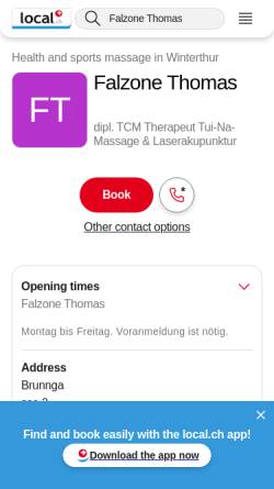 Vorschau der mobilen Webseite yellow.local.ch, Traditionelle Chinesische Medizin Thomas Falzone
