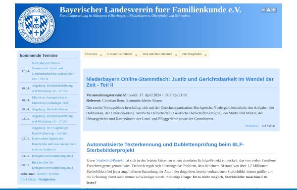 Vorschau von www.blf-online.de, Bayerischer Landesverein für Familienkunde e.V. (BLF)