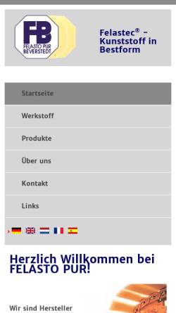 Vorschau der mobilen Webseite www.felasto-pur.de, Felasto Pur GmbH & Co. KG