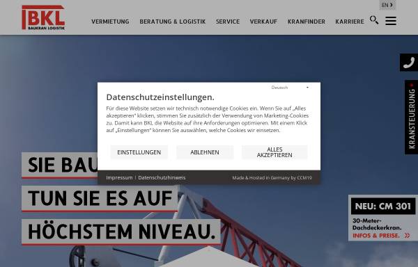 Vorschau von www.bkl.de, BKL Baukran Logistik GmbH