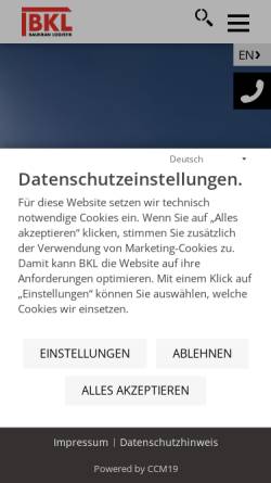 Vorschau der mobilen Webseite www.bkl.de, BKL Baukran Logistik GmbH