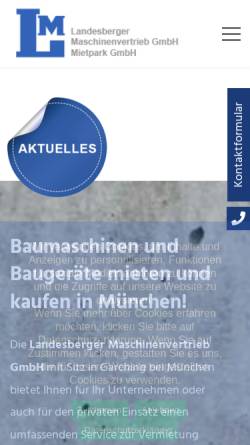 Vorschau der mobilen Webseite www.landesberger.de, Landesberger Maschinenvertrieb GmbH