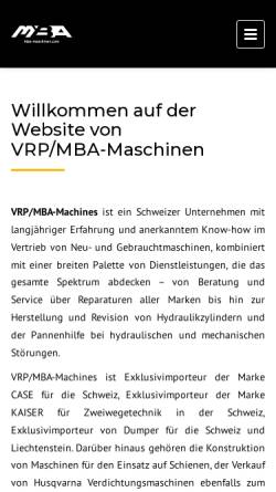 Vorschau der mobilen Webseite www.mba-baumaschinen.ch, MBA AG
