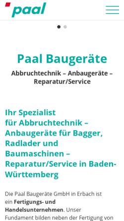 Vorschau der mobilen Webseite www.paal-baugeraete.de, Paal Baugeräte GmbH
