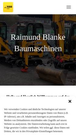 Vorschau der mobilen Webseite www.rbb-koeln.com, Raimund Blanke Baumaschinenhandel