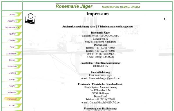 Rosemarie Jäger, Kundenservice HEMAG/OKOMA