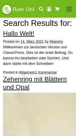 Vorschau der mobilen Webseite www.ruth-uhl.de, Goldschmiedemeisterin Ruth Uhl