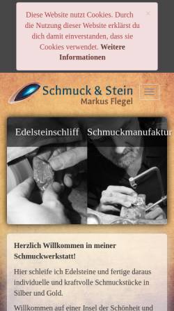 Vorschau der mobilen Webseite www.schmuck-und-stein.de, Schmuck und Stein, Markus Flegel & Anja Kosha Joubert