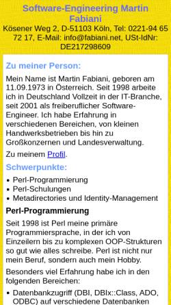 Vorschau der mobilen Webseite www.fabiani.net, Martin Fabiani