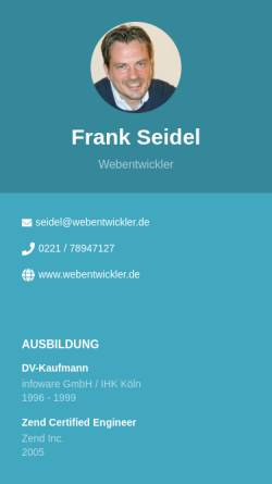 Vorschau der mobilen Webseite www.webentwickler.de, Webentwickler Frank Seidel
