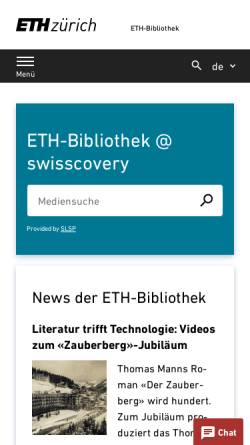 Vorschau der mobilen Webseite www.library.ethz.ch, ETH-Bibliothek Zürich