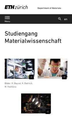 Vorschau der mobilen Webseite www.materials4u.ethz.ch, Materials for You