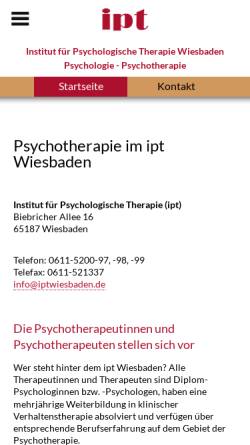 Vorschau der mobilen Webseite www.iptwiesbaden.de, Institut für Psychologische Therapie (IPT)