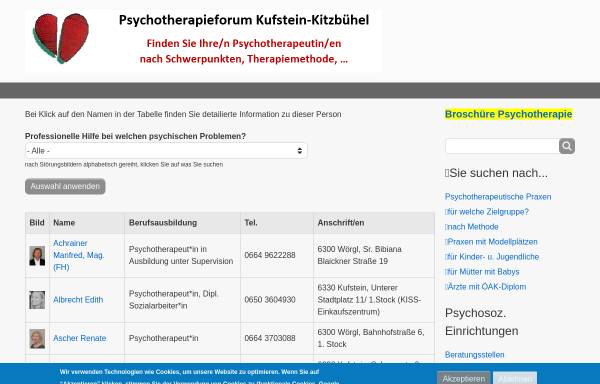 Vorschau von www.psychotherapieforum.at, Psychotherapieforum Kufstein - Kitzbühel