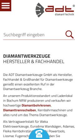 Vorschau der mobilen Webseite www.adt-diamanttechnik.de, ADT Diamanttechnik GmbH