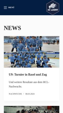 Vorschau der mobilen Webseite www.hcluzern.ch, HC Luzern Lakers
