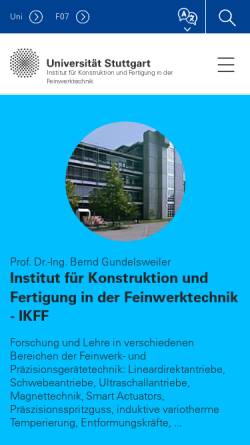 Vorschau der mobilen Webseite www.uni-stuttgart.de, Institut für Konstruktion und Fertigung in der Feinwerktechnik der Universität Stuttgart
