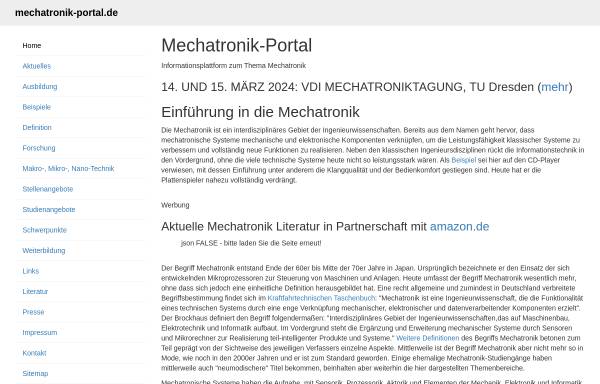 Vorschau von www.mechatronik-portal.de, Mechatronik-Portal: Informationsplattform zu Thema Mechatronik