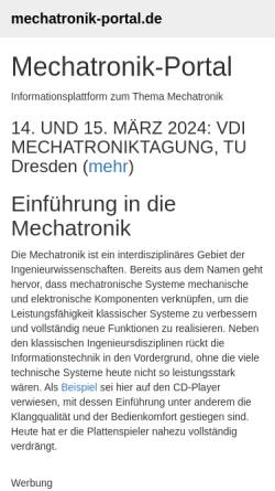 Vorschau der mobilen Webseite www.mechatronik-portal.de, Mechatronik-Portal: Informationsplattform zu Thema Mechatronik