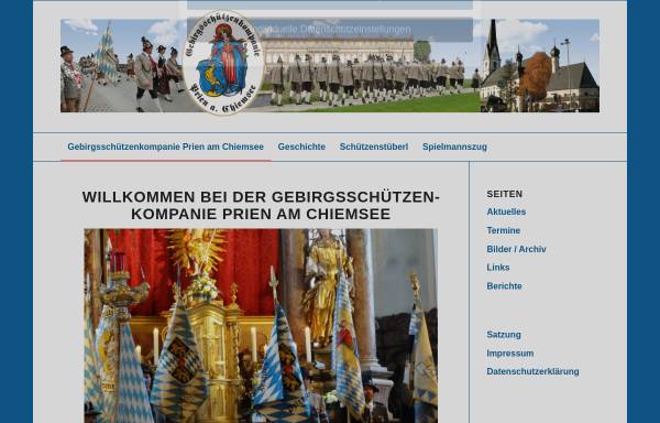 Vorschau von www.gebirgsschuetzen-prien.de, Gebirgsschützenkompanie Prien