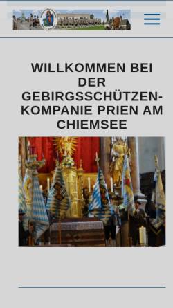 Vorschau der mobilen Webseite www.gebirgsschuetzen-prien.de, Gebirgsschützenkompanie Prien