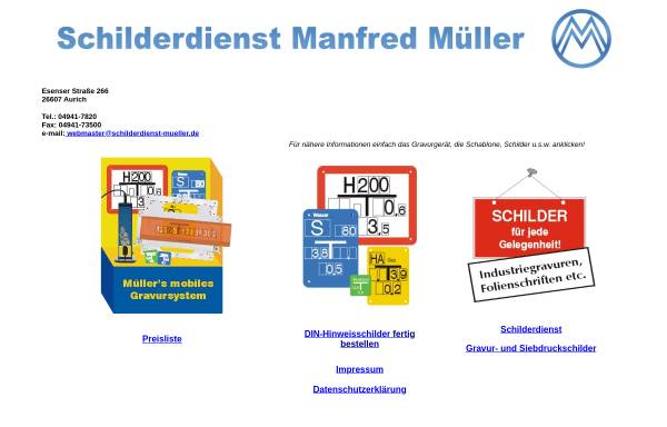 Vorschau von www.schilderdienst-mueller.de, Schilderdienst Müller GmbH