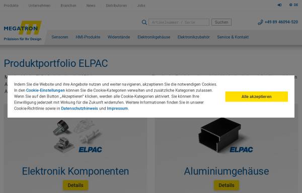 Vorschau von www.megatron.de, Elpac Components und Verbindungstechnik