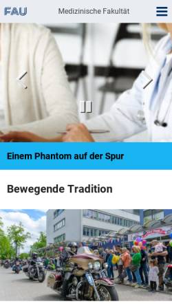 Vorschau der mobilen Webseite www.med.fau.de, Medizinische Fakultät der Friedrich-Alexander-Universität Erlangen-Nürnberg