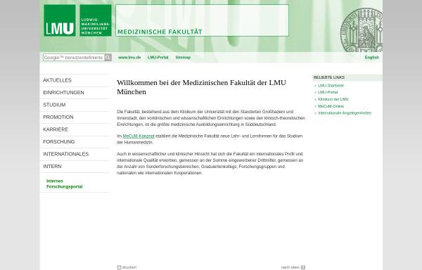 Vorschau von www.med.uni-muenchen.de, Medizinische Fakultät der Ludwig-Maximilians-Universität München