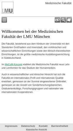 Vorschau der mobilen Webseite www.med.uni-muenchen.de, Medizinische Fakultät der Ludwig-Maximilians-Universität München