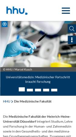 Vorschau der mobilen Webseite www.medizin.hhu.de, Medizinische Fakultät der Universität Düsseldorf