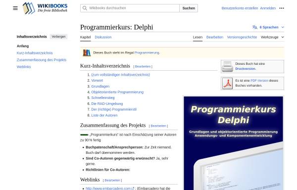 Vorschau von de.wikibooks.org, Programmierkurs: Delphi