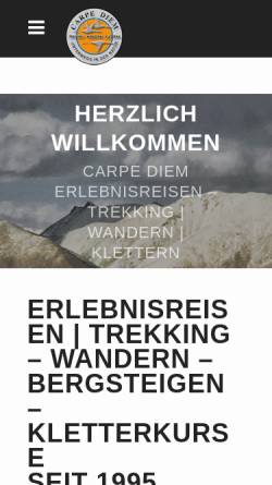 Vorschau der mobilen Webseite www.carpediem-reisen.de, Carpediem - Unterwegs in der Natur