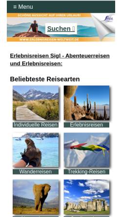 Vorschau der mobilen Webseite www.erlebnisreisen-weltweit.de, Erlebnisreisen Sigl
