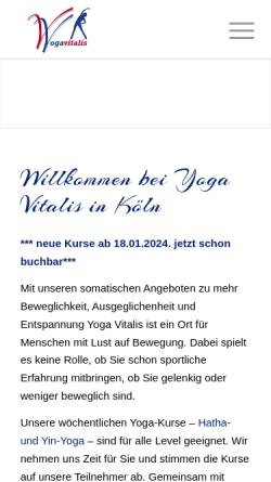 Vorschau der mobilen Webseite www.yoga-vitalis.de, Yoga Vitalis