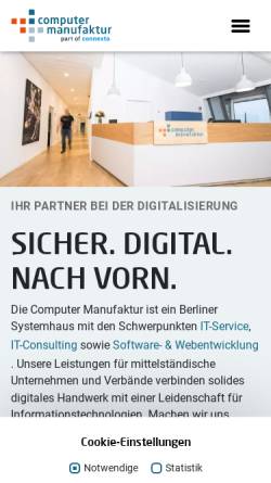 Vorschau der mobilen Webseite www.computer-manufaktur.de, Computer Manufaktur GmbH