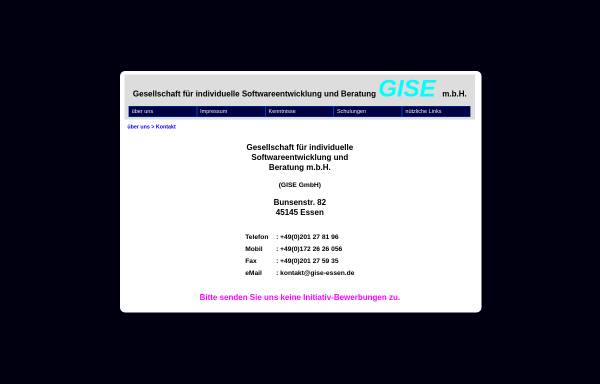 Vorschau von www.gise-essen.de, GISE - Gesellschaft für individuelle Softwareentwicklung und Beratung mbH