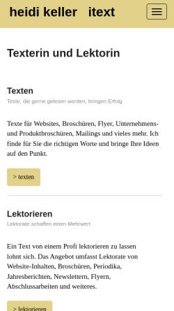 Vorschau der mobilen Webseite itext.ch, Heidi Keller IText