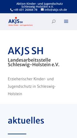 Vorschau der mobilen Webseite www.akjs-sh.de, Aktion Kinder- und Jugendschutz Landesarbeitsstelle Schleswig-Holstein e.V.