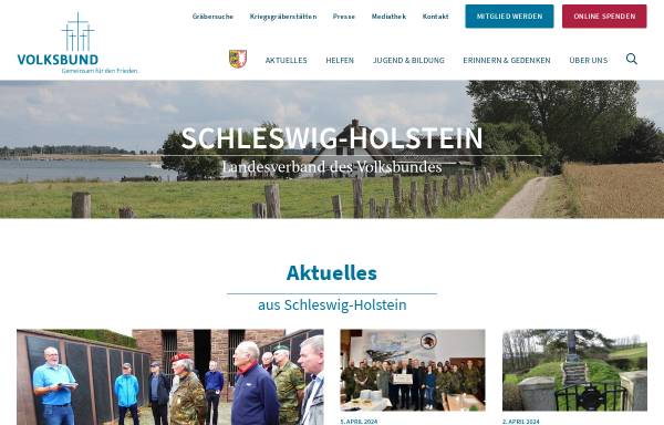 Vorschau von www.volksbund-sh.de, Volksbund Deutsche Kriegsgräberfürsorge e.V., Landesverband Schleswig-Holstein