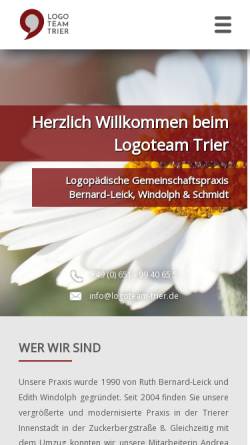 Vorschau der mobilen Webseite www.logoteam-trier.de, Logopädische Praxis Bernard-Leick, Windolph und Schmidt